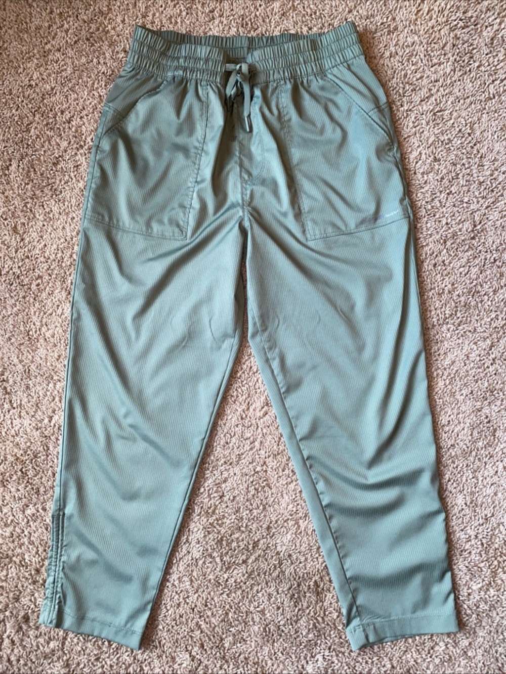 Eddie Bauer Ankle Pants Womens Small Green Drawstring Hiking Travel Outdoor